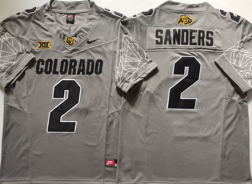 Men's Colorado Buffaloes Shedeur Sanders #2 Grey Jersey